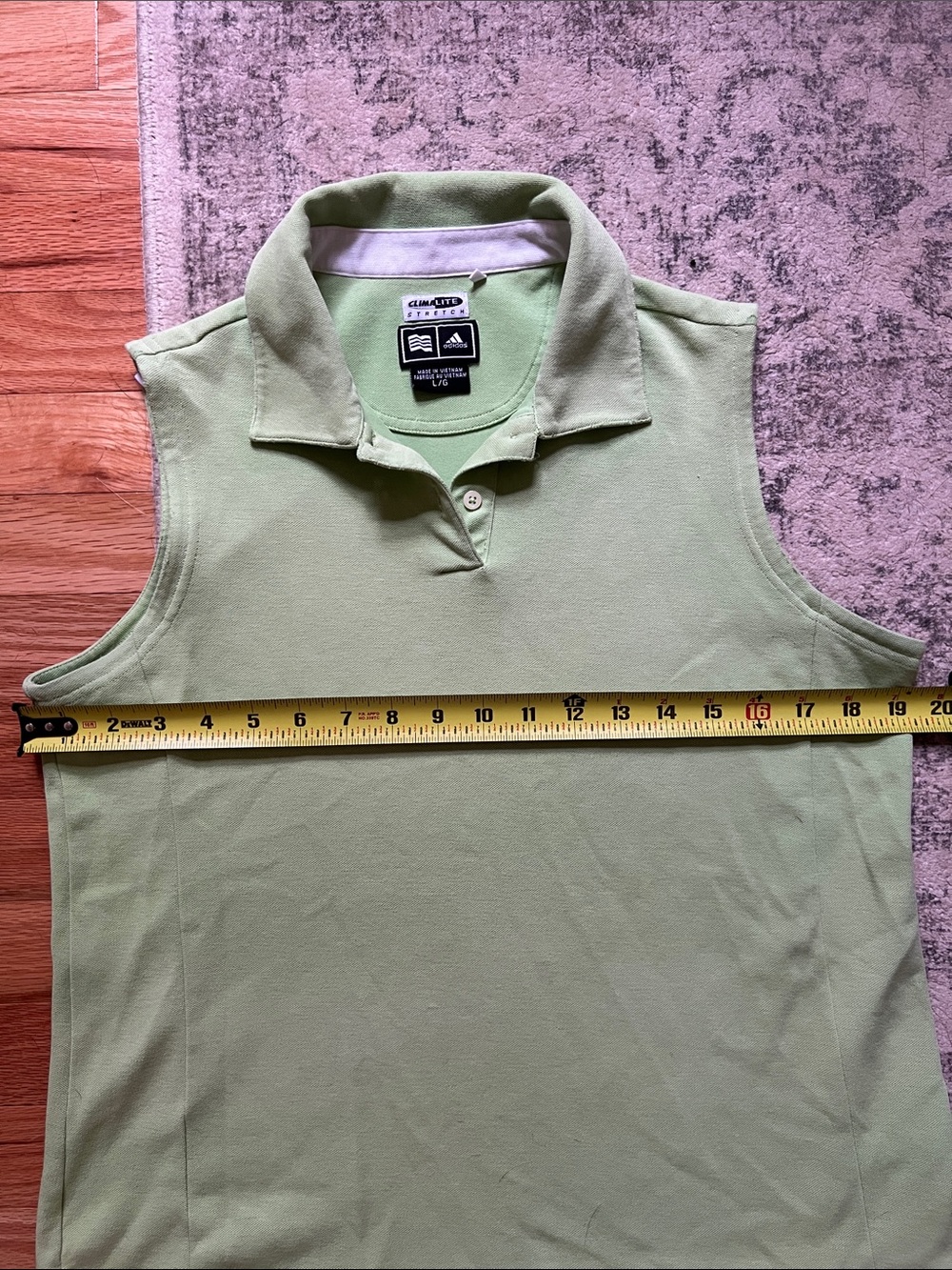 Adidas Sleeveless Polo Tank Top in Lime Green - Picture 3 of 4